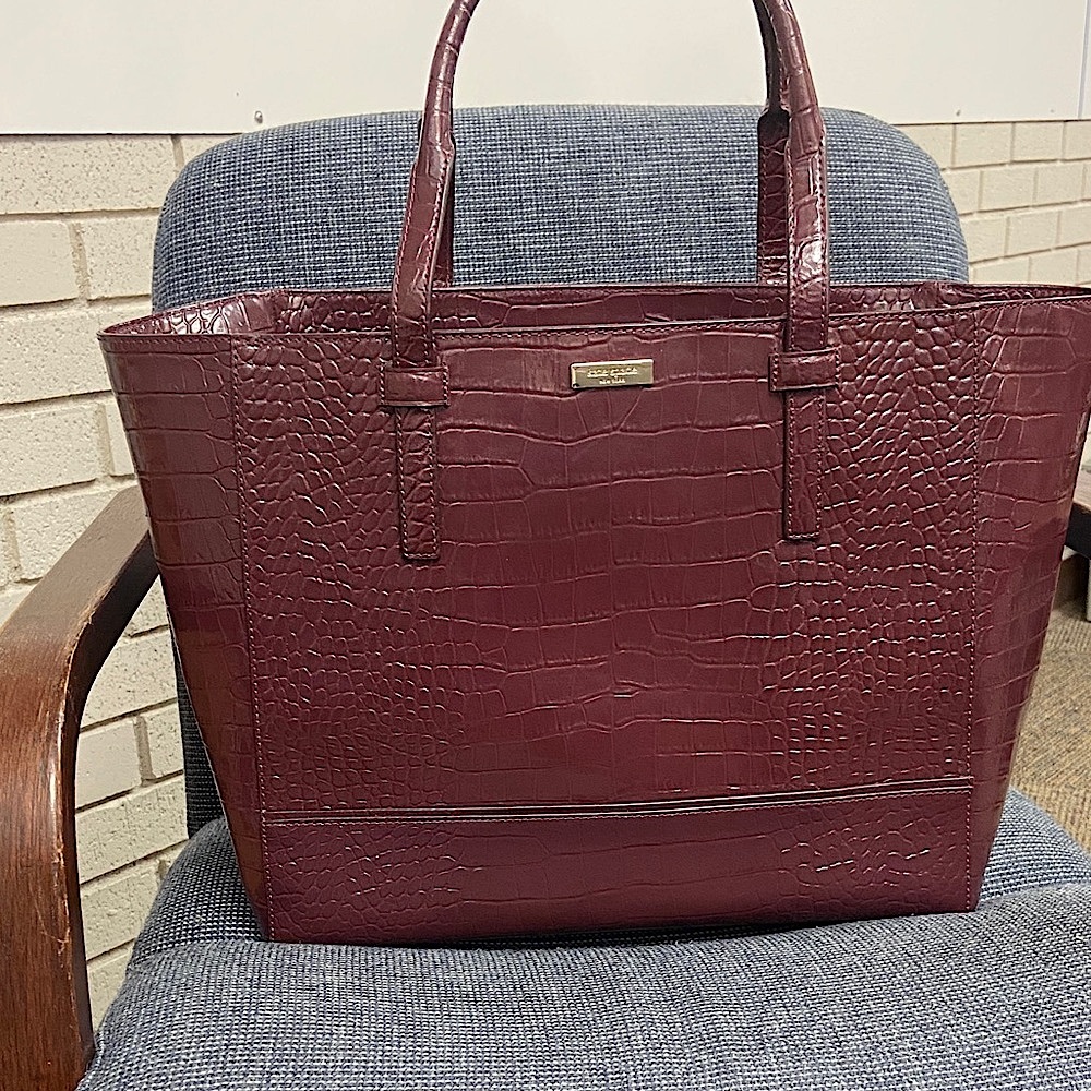 Kate Spade Deep Plum Riverside St. Exotic Leather Tote Bag
